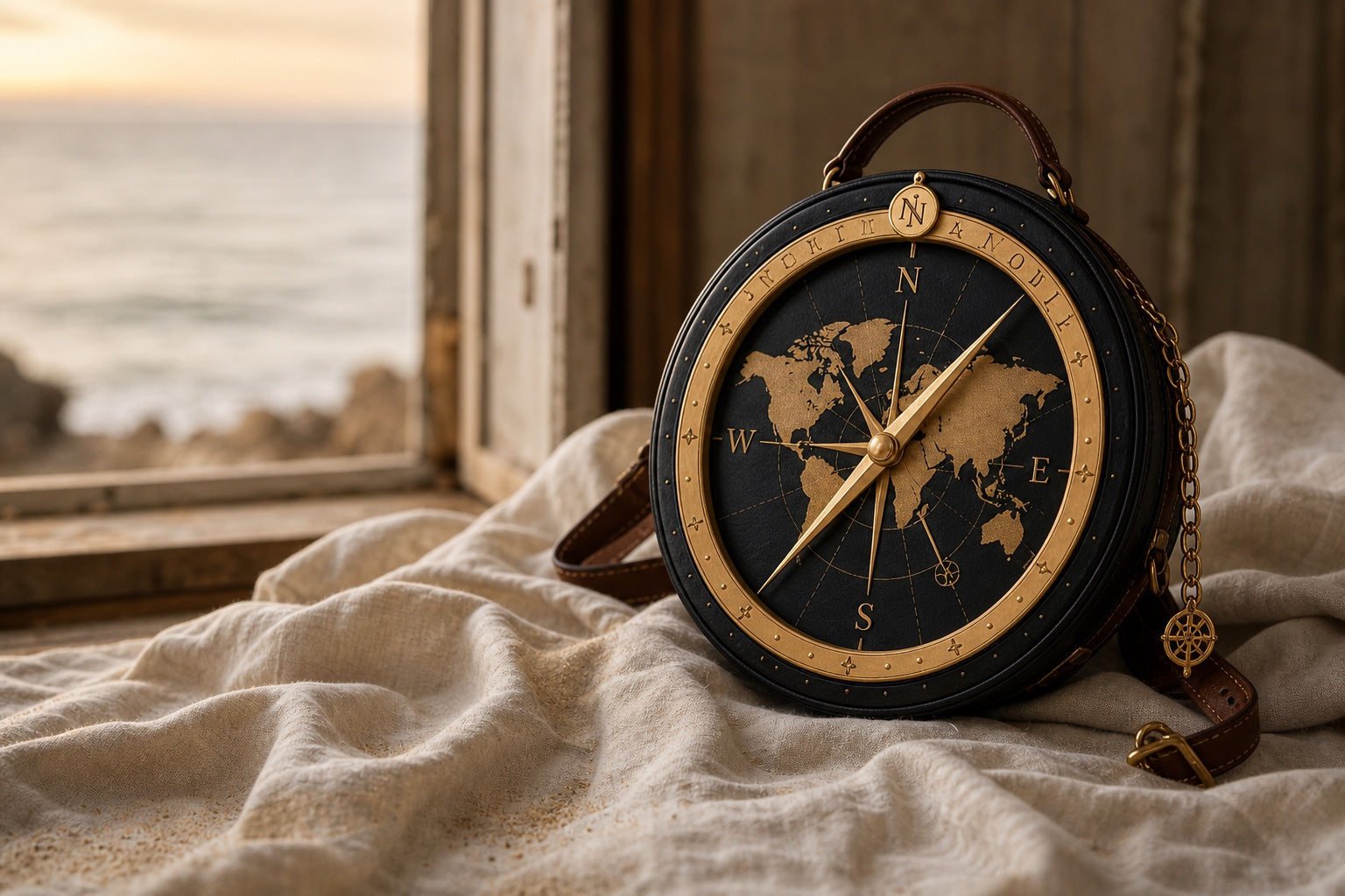 North & Noble Compass Collection bag in warm natural light